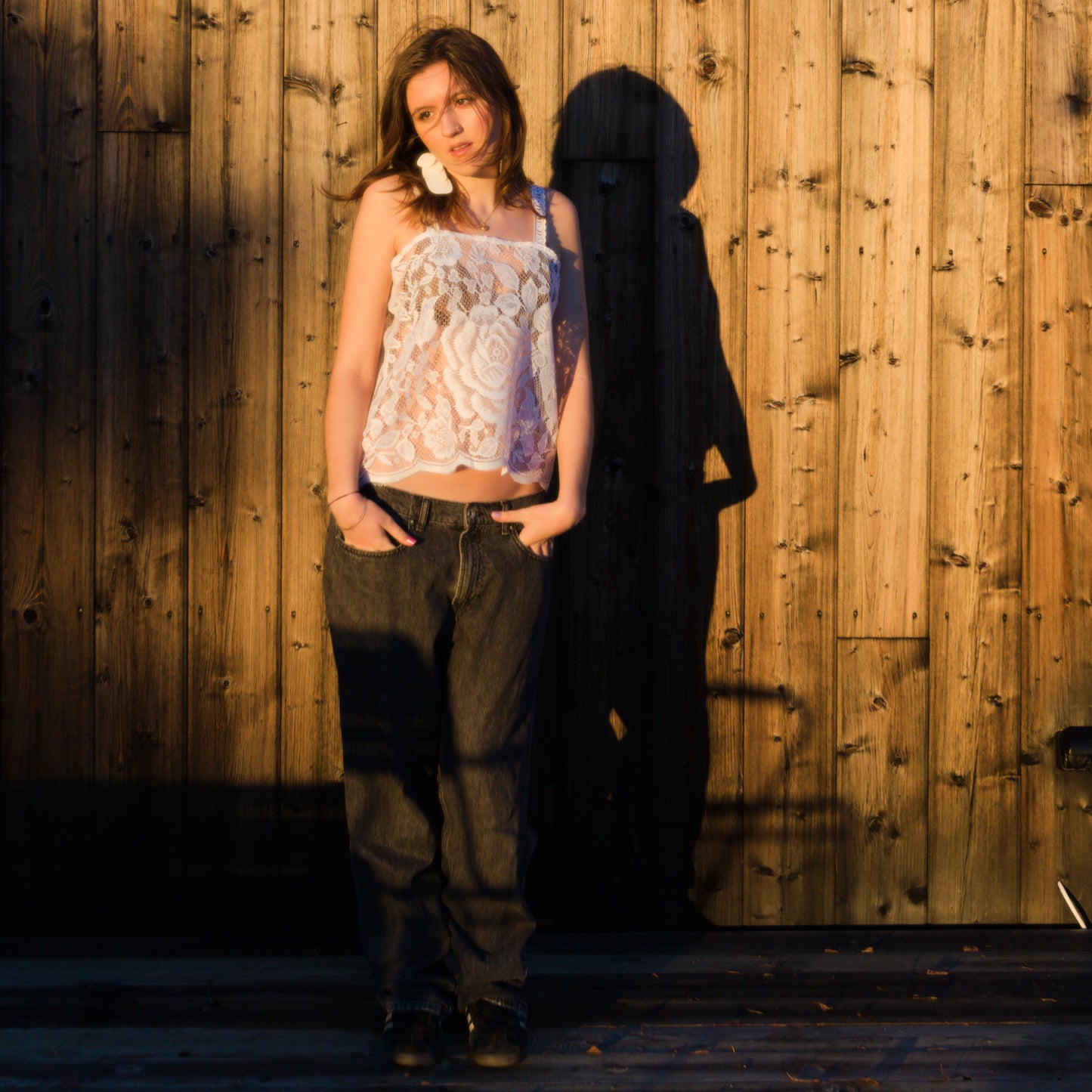 Haut en rideau de dentelle récupérée