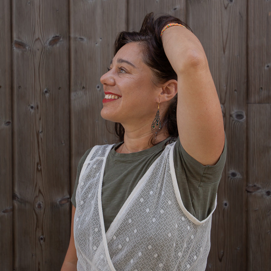 Transparent klänning i spetsgardin