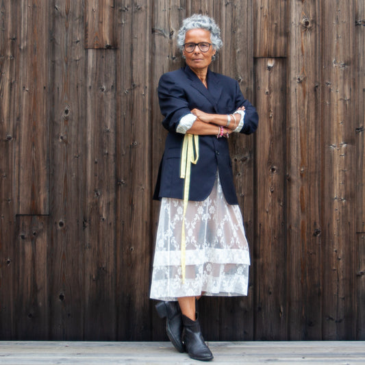 Transparent klänning i spetsgardin, S/M