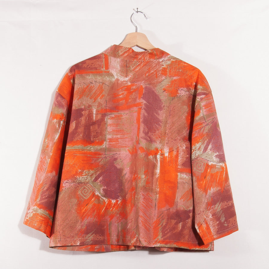 Kimono court en tissu de rideau récupéré, M/L/XL