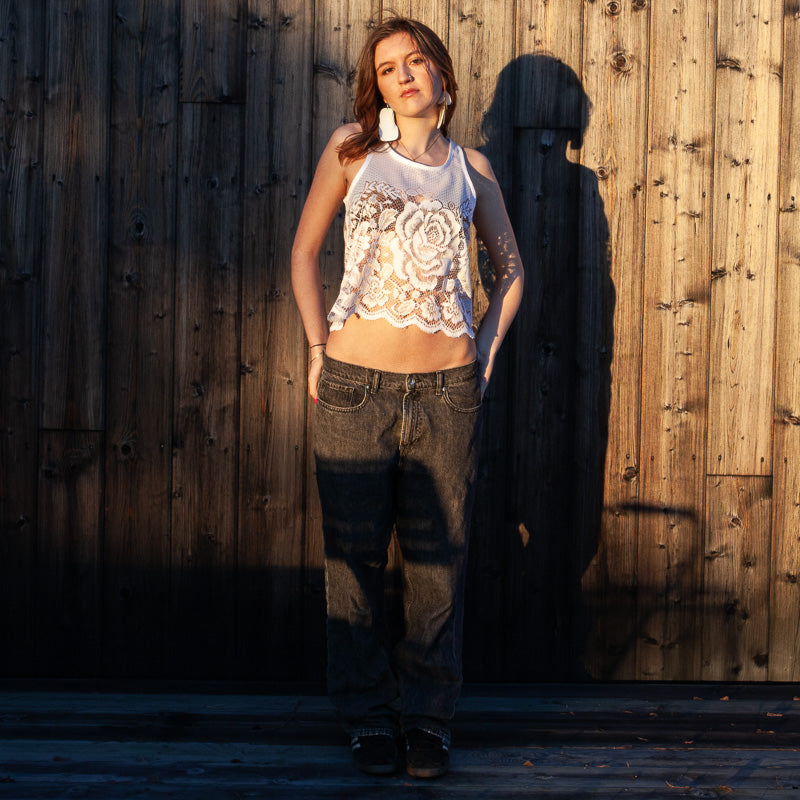 Haut en rideau de dentelle récupérée