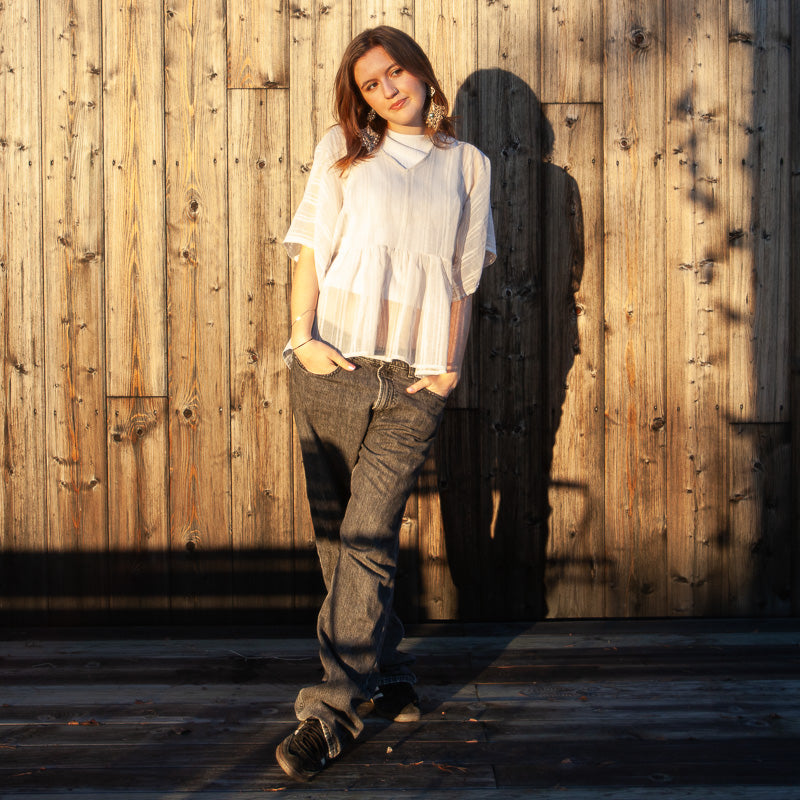 Blouse en tissu de rideau