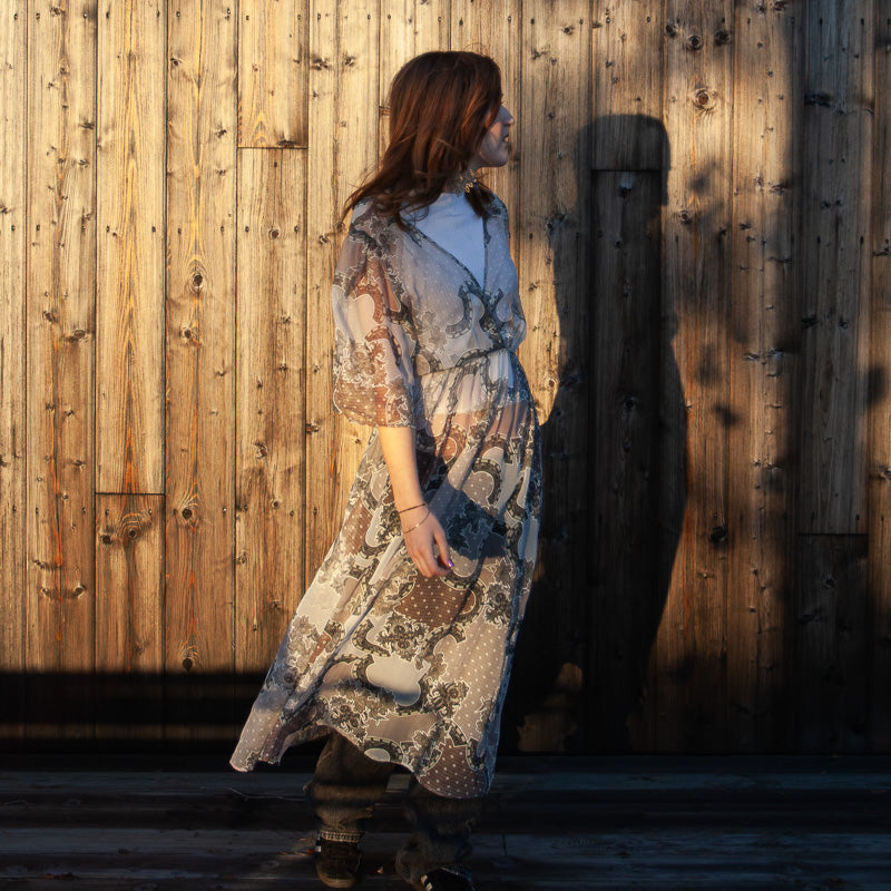 Robe transparente à motif cachemire vintage