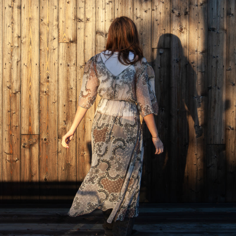 Robe transparente à motif cachemire vintage