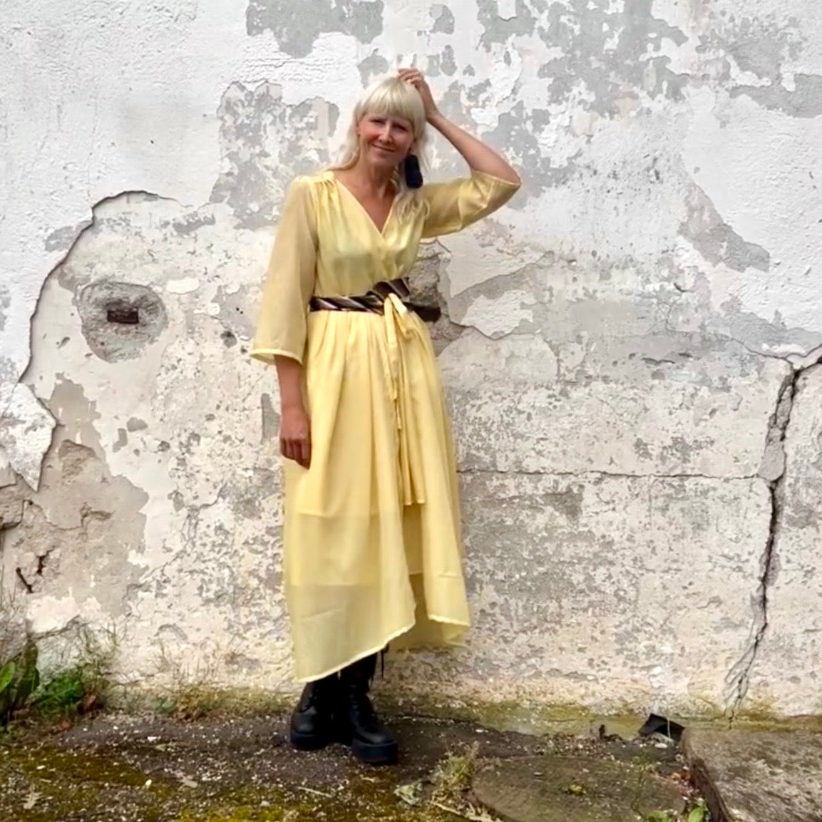 Yellow wrap dress
