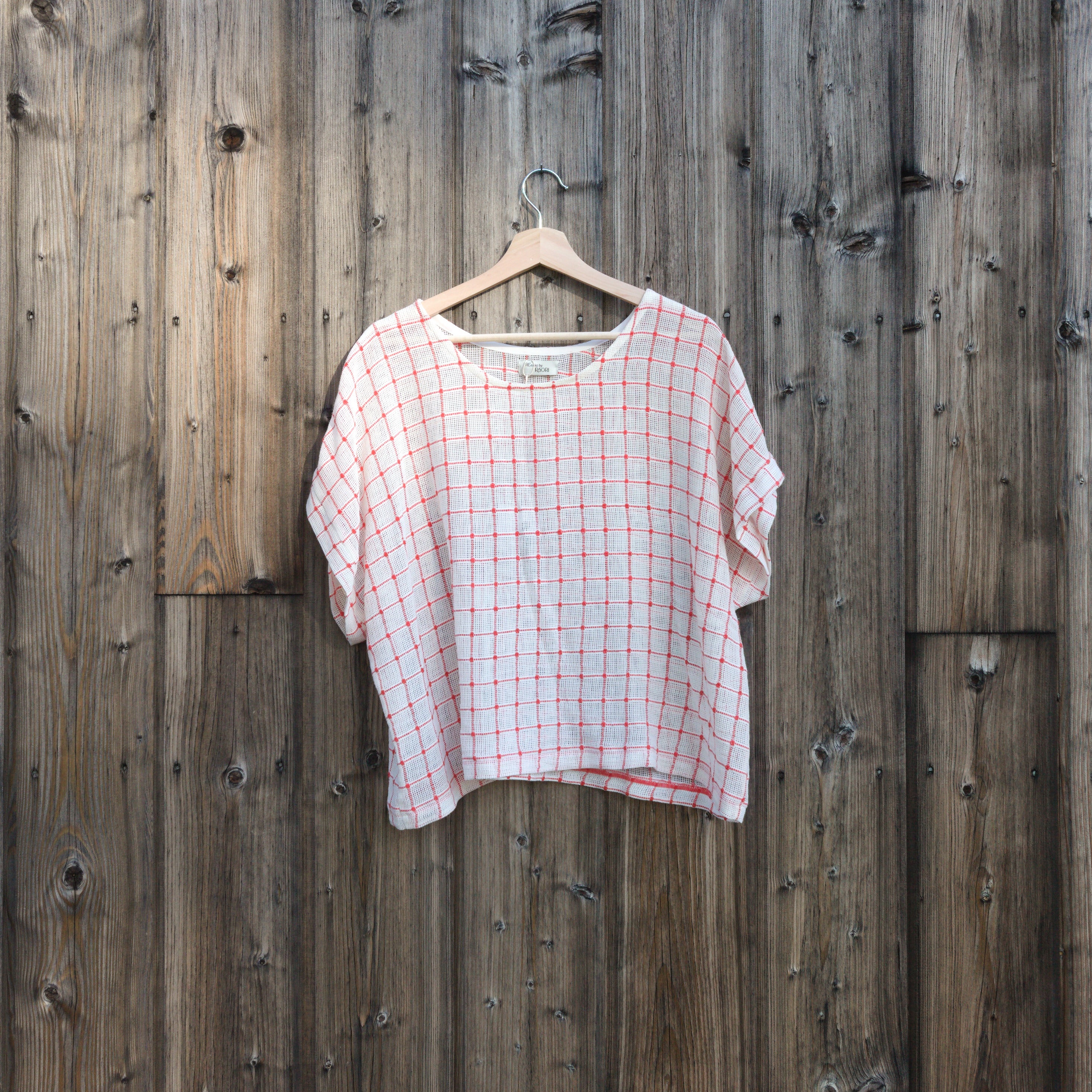 Red and white checked top