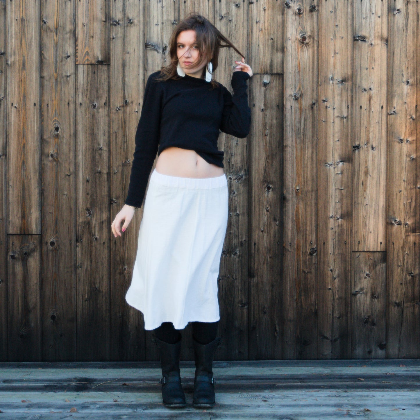 Vit kjol i mjuk bomull