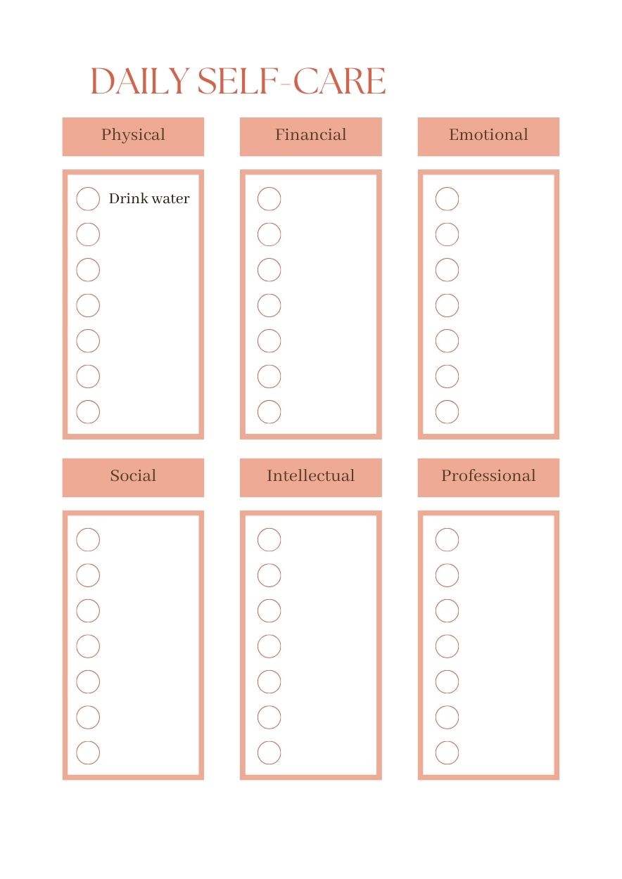 My Self Care Planner