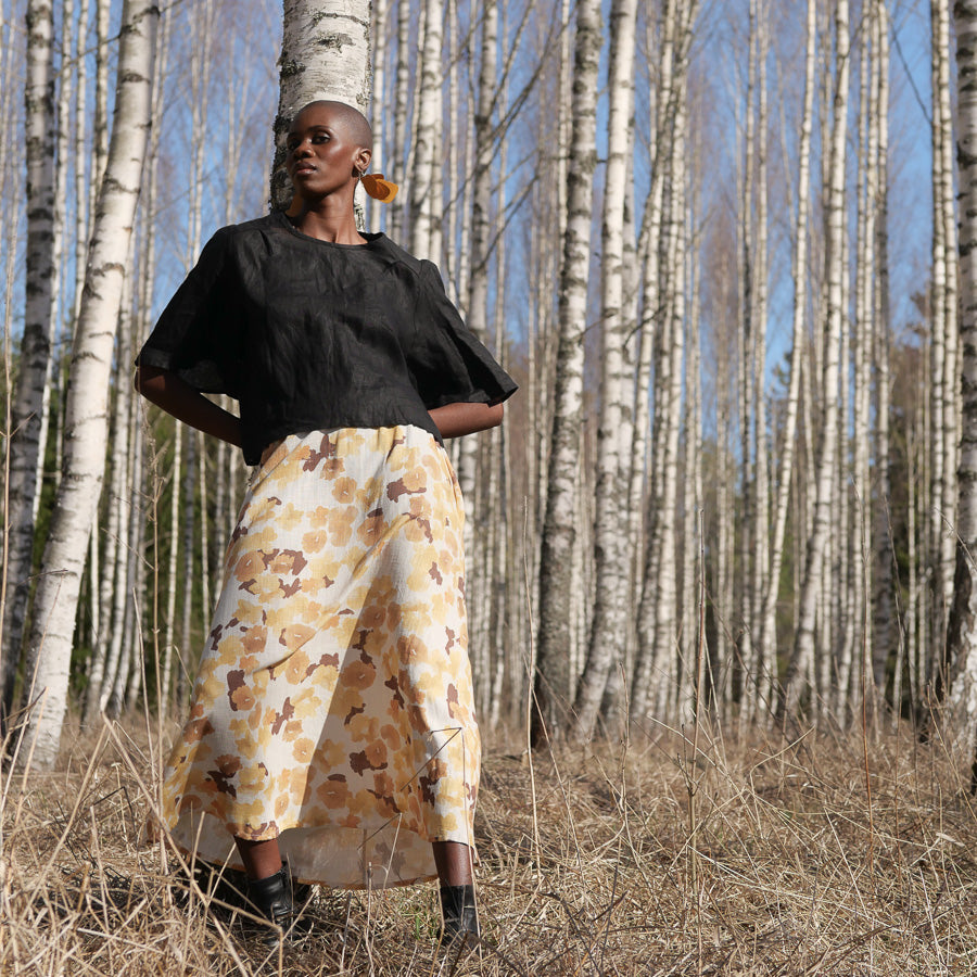 Prickig kjol i linneviskos