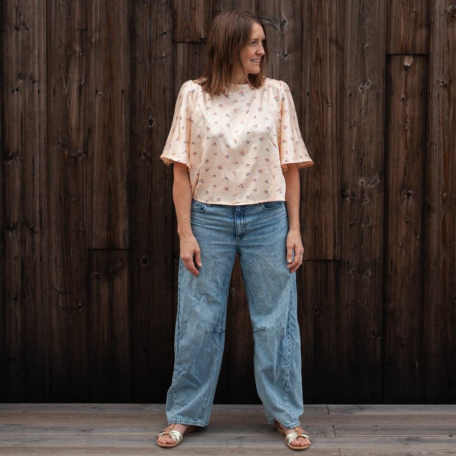 Blouse made from upcycled vintage fabric