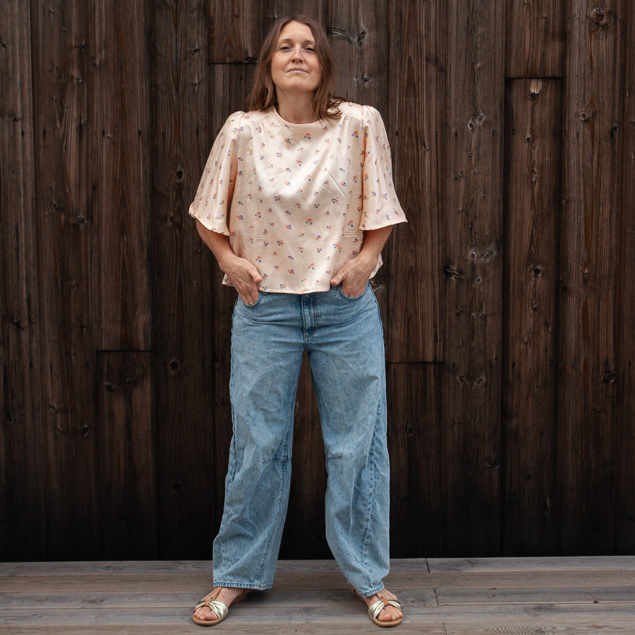 Blouse made from upcycled vintage fabric