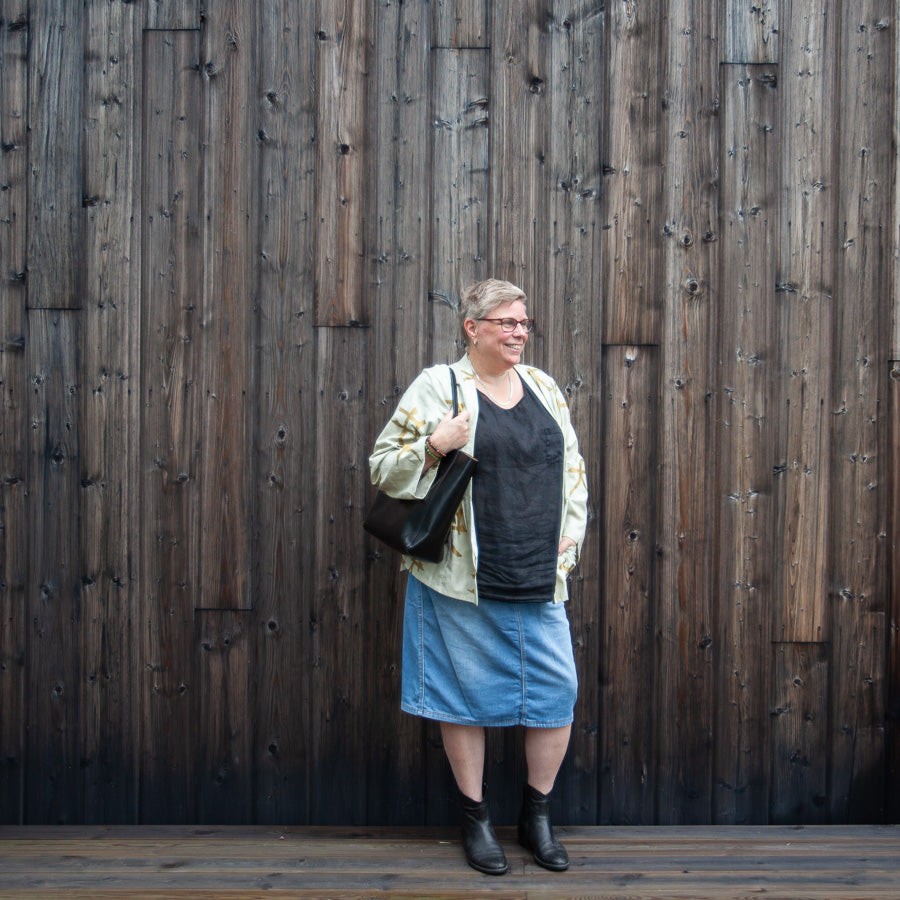 Kimonocardigan i räddad gardin, L/XL