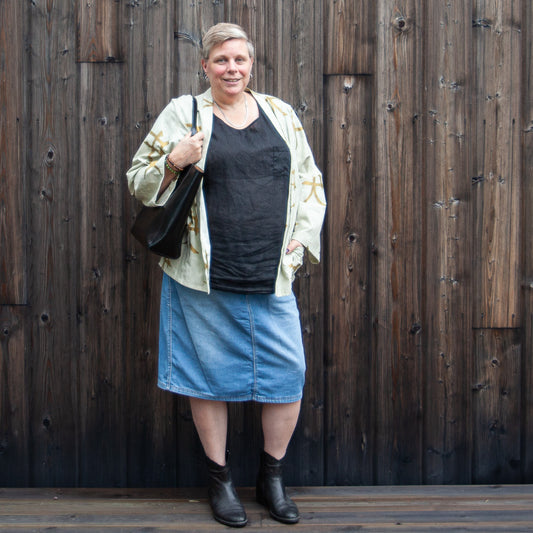 Kimonocardigan i räddad gardin, L/XL