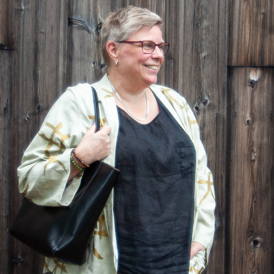 Kimonocardigan i räddad gardin, L/XL