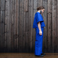 Blue silk trousers