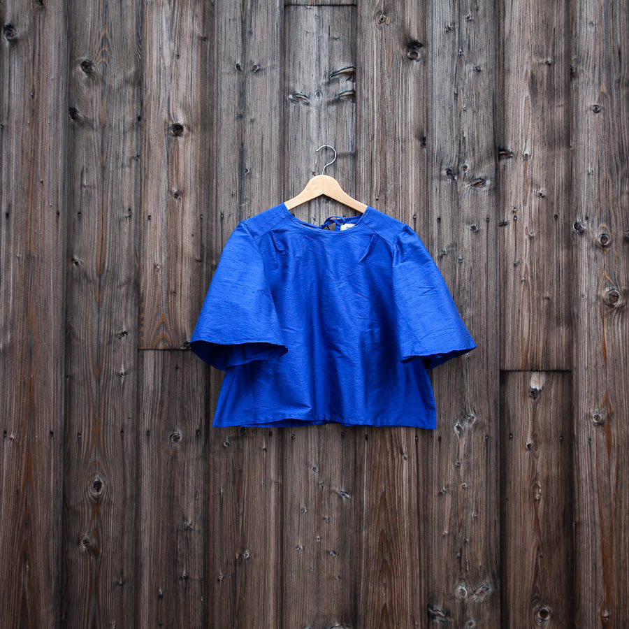 Blue silk blouse