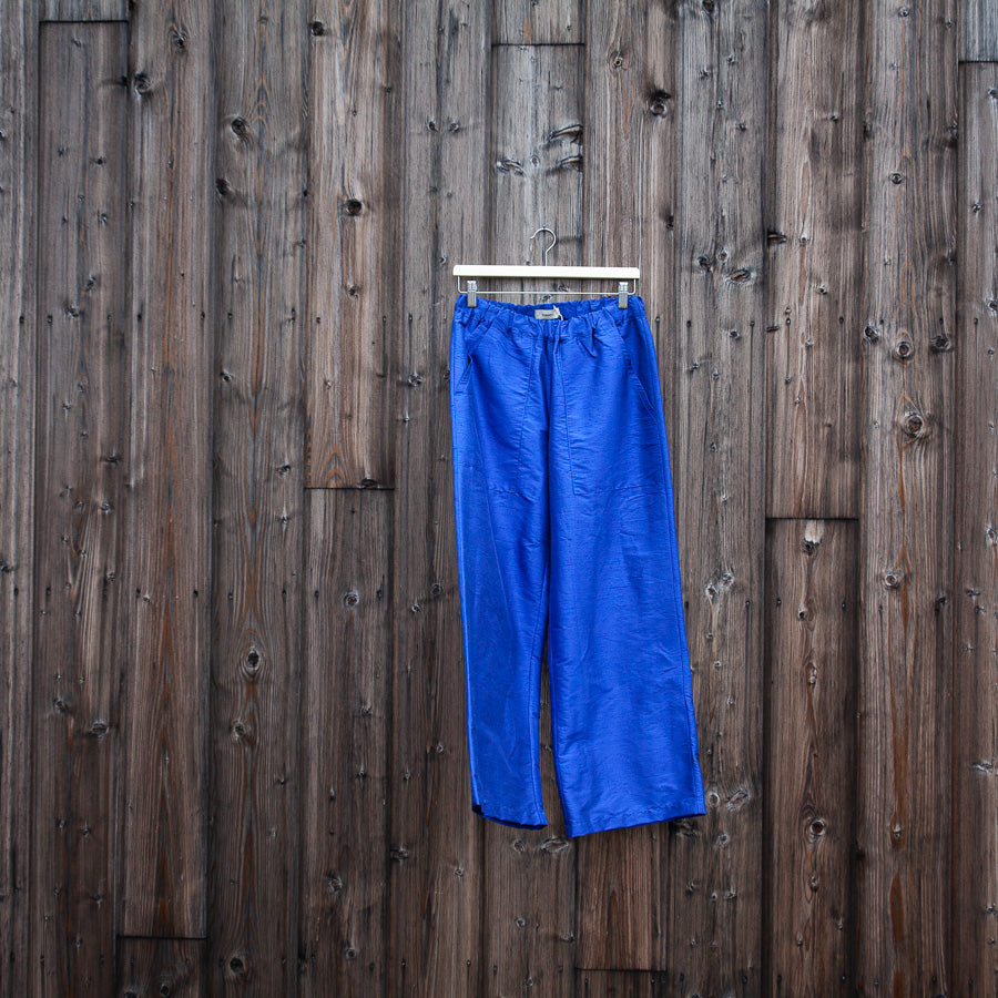 Blue silk trousers