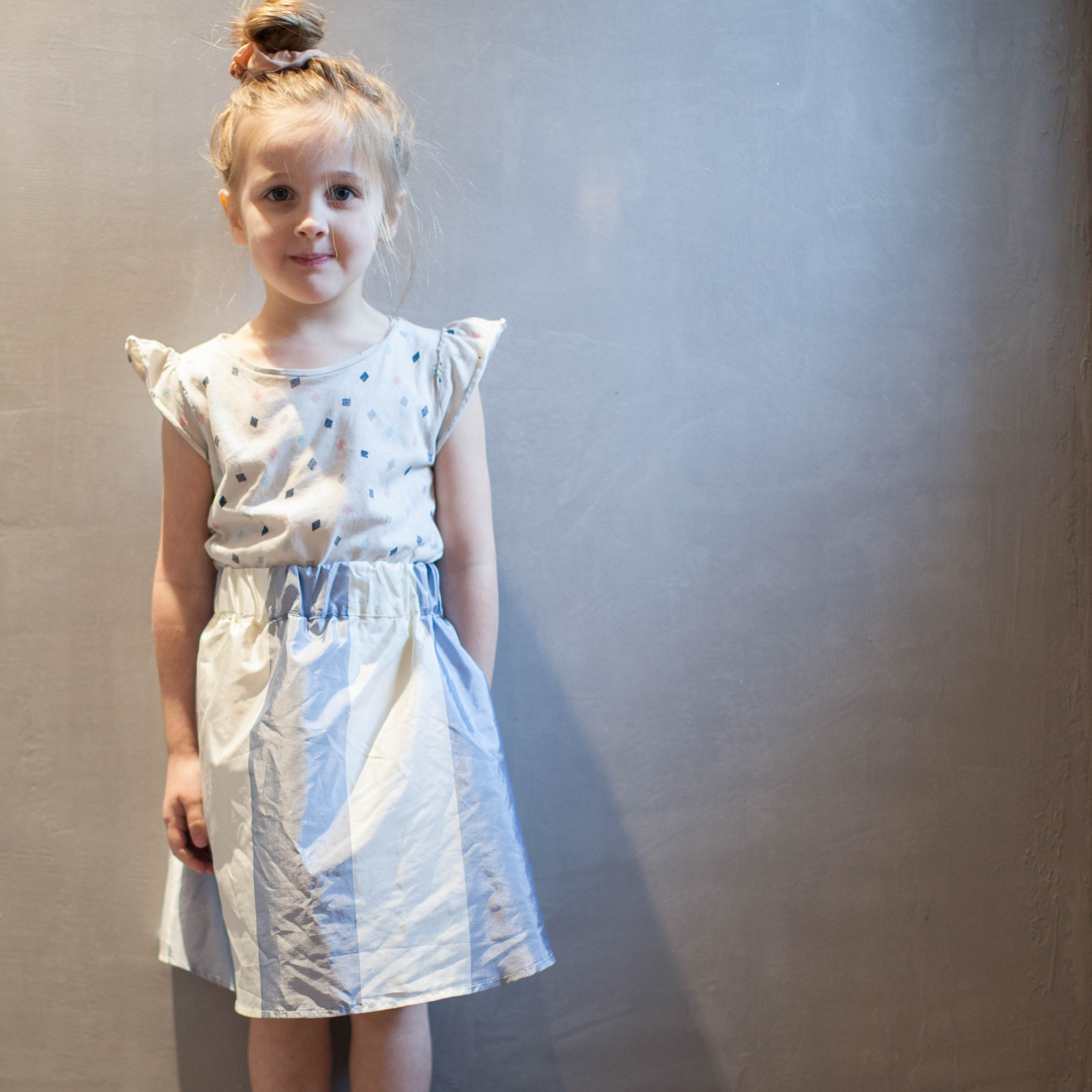 Skirt made from recycled fabric, ages 2–4