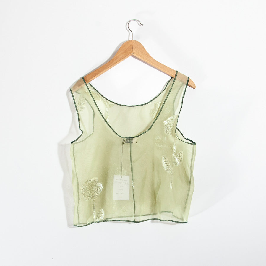 Crop top transparent en tissu de rideau récupéré, S/M