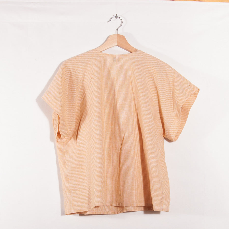 Yellow linen blouse, L/XL