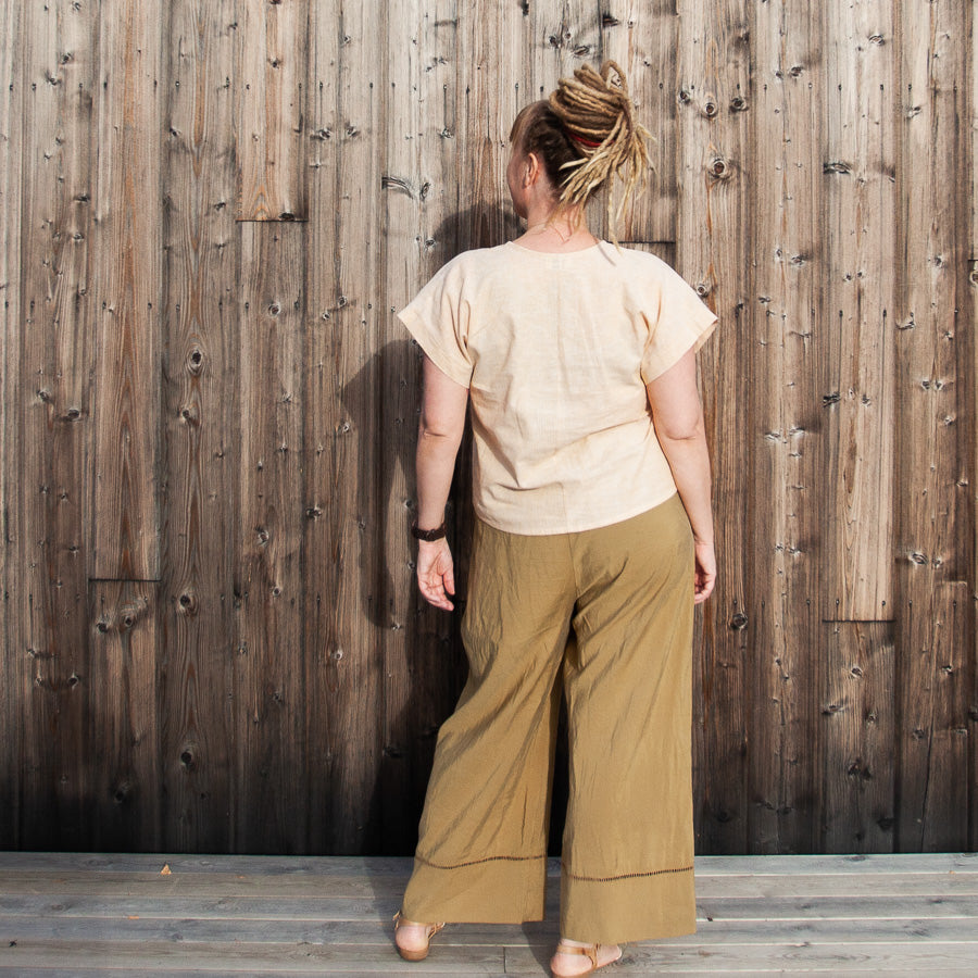 Yellow linen blouse, L/XL