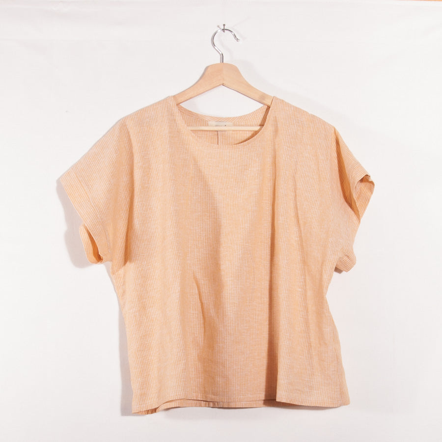 Yellow linen blouse, L/XL