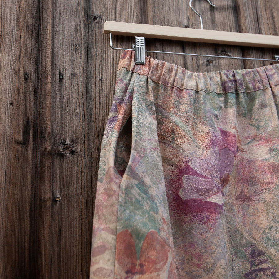 Long skirt with pockets made from upcycled curtain fabric