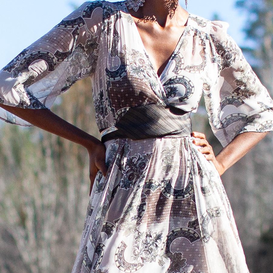 Odessa dress in vintage fabric