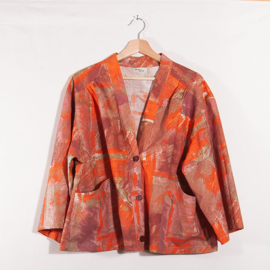 Short kimono made from upcycled curtain fabric