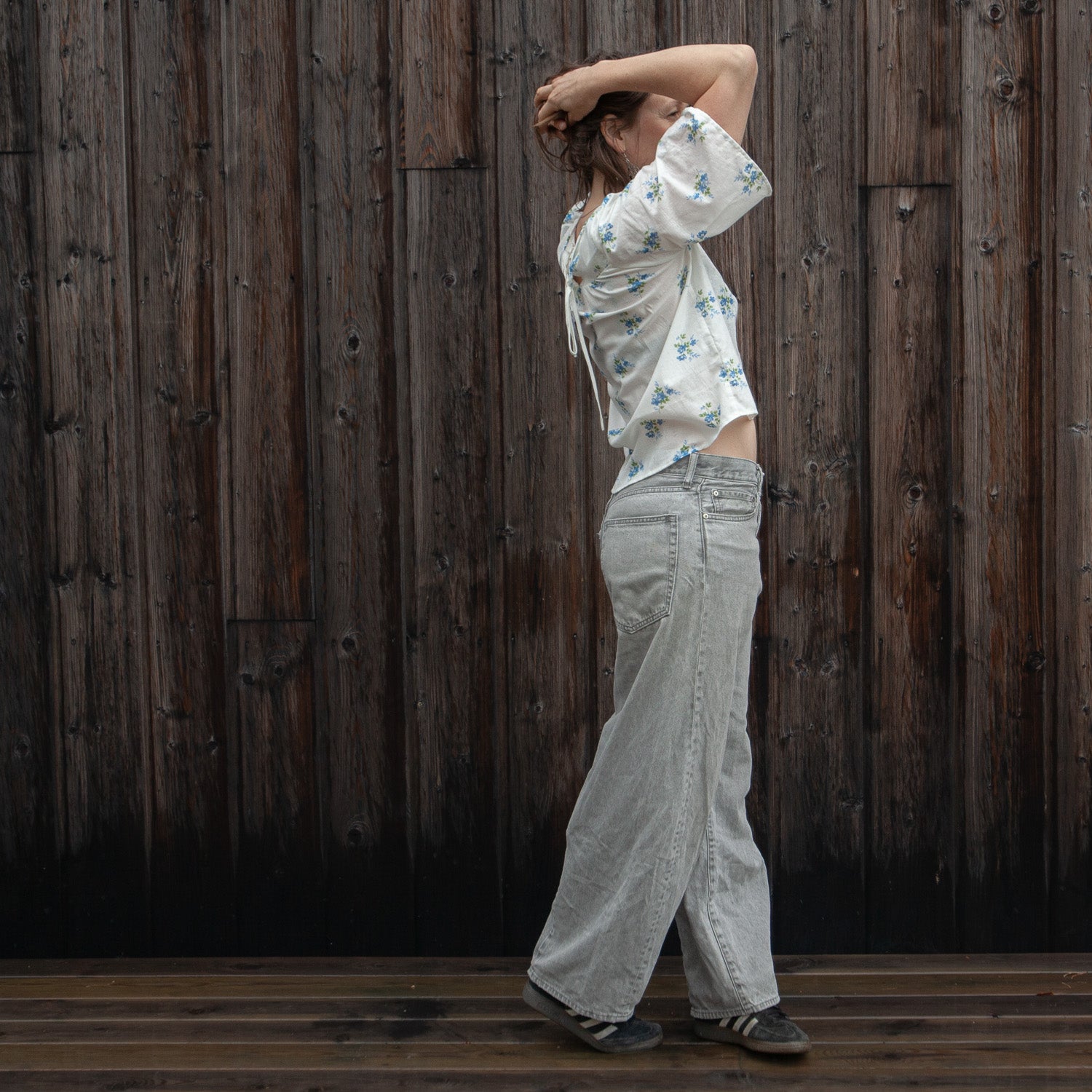 Blouse made from upcycled vintage fabric