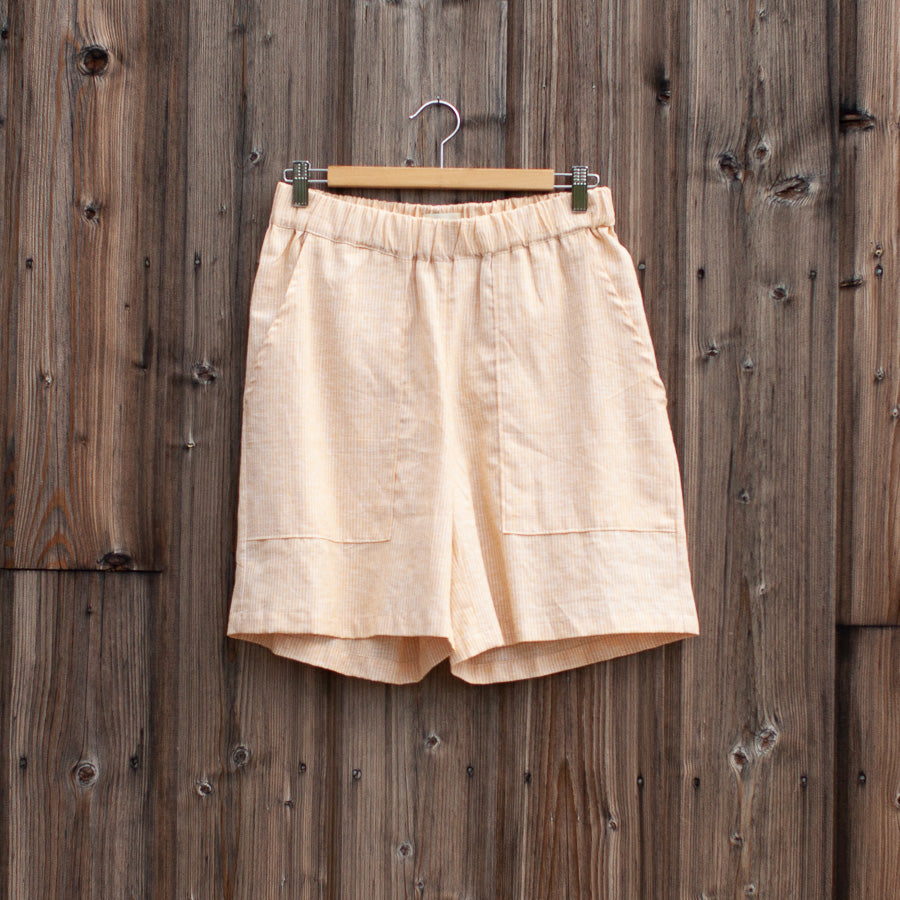 Striped linen shorts, M