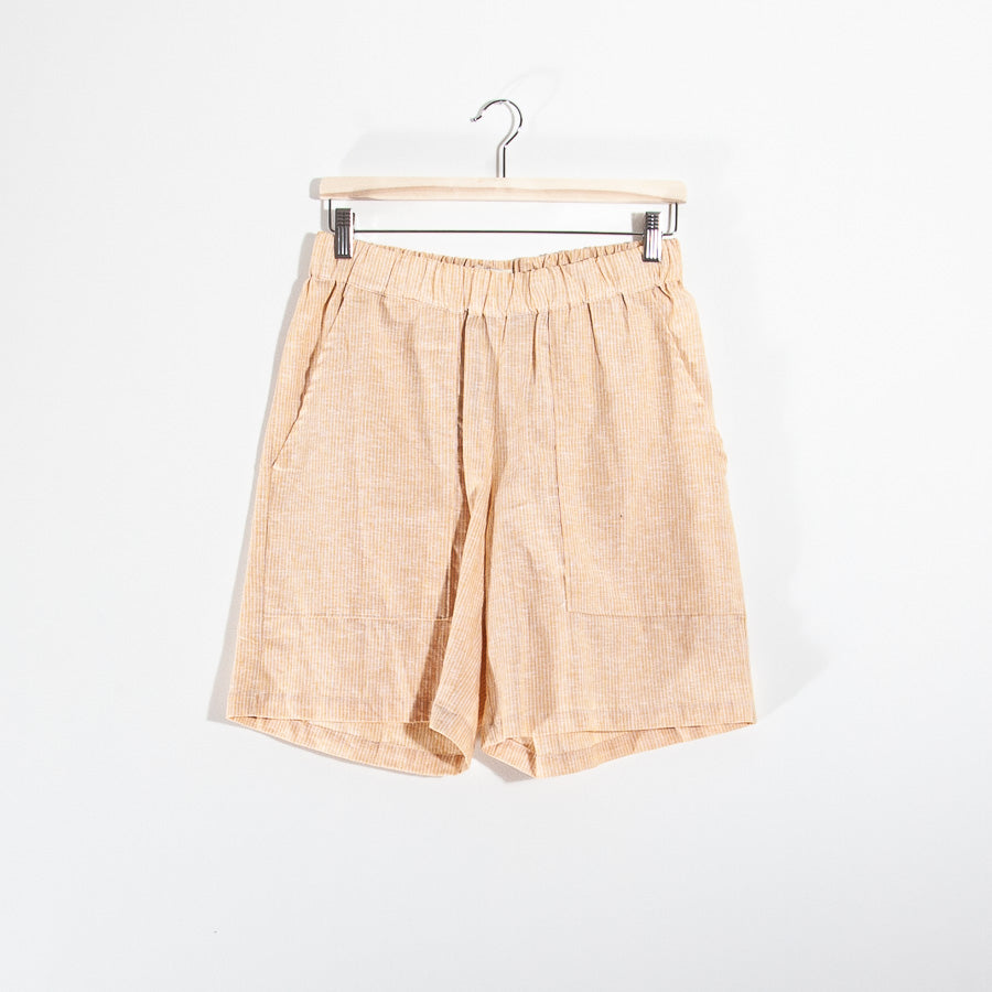 Striped linen shorts, M