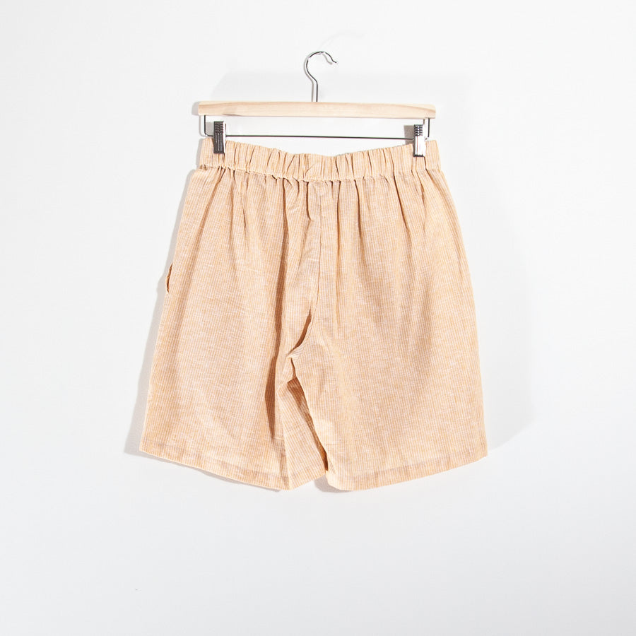 Striped linen shorts, M