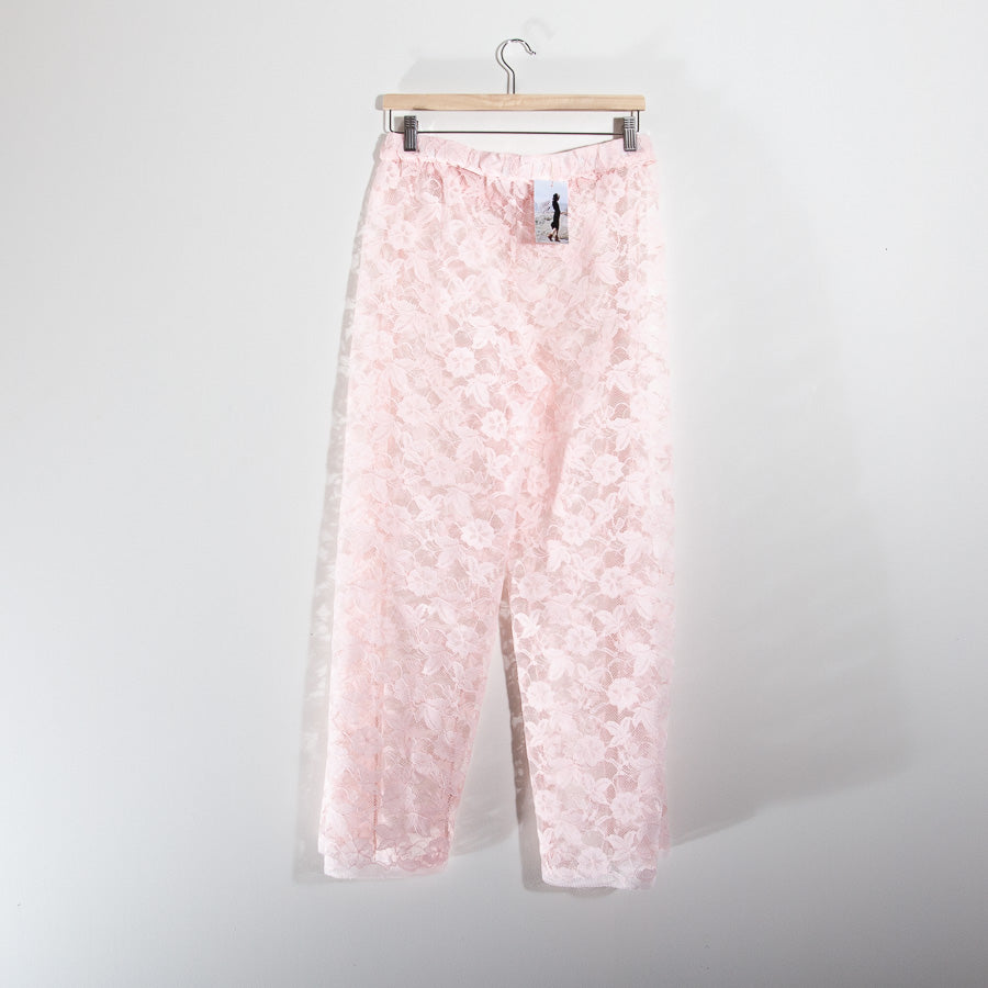 Pink trousers in recycled lace, M/L