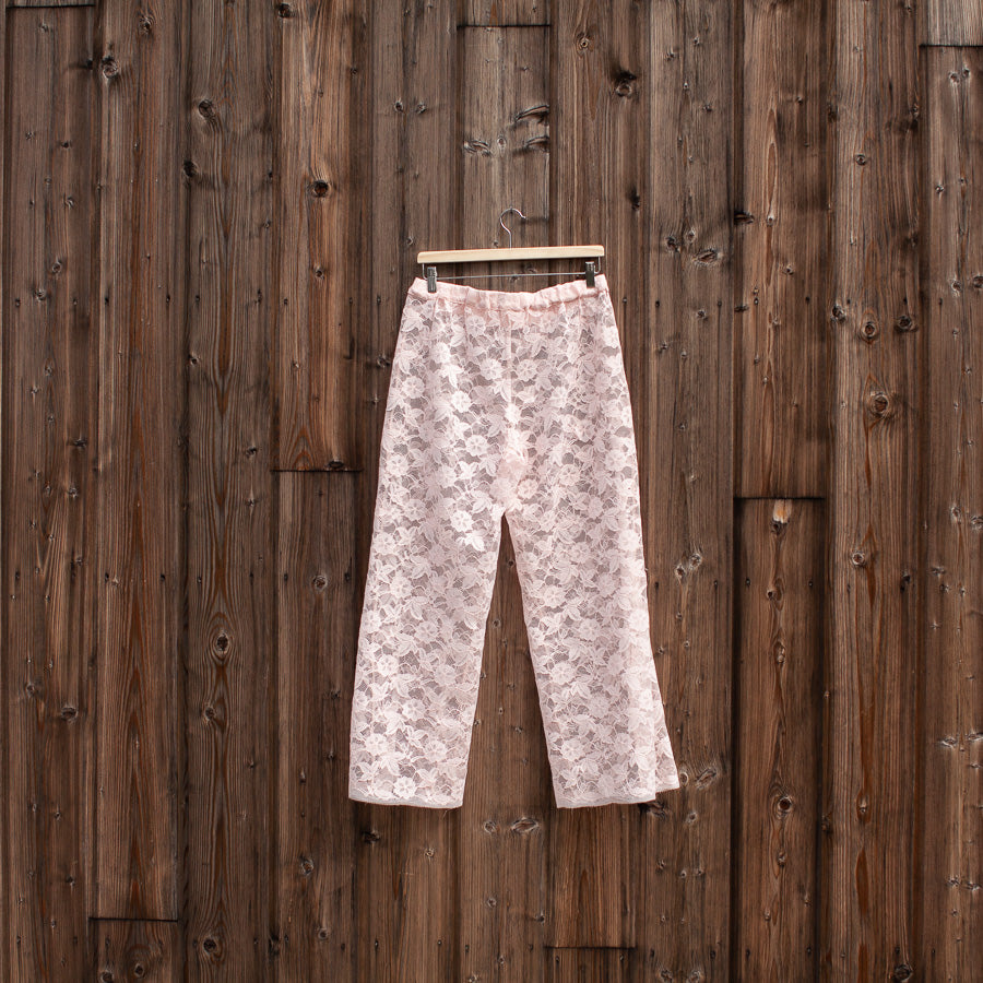 Pink trousers in recycled lace, M/L