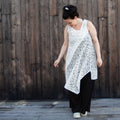 Dress made from a recycled lace curtain