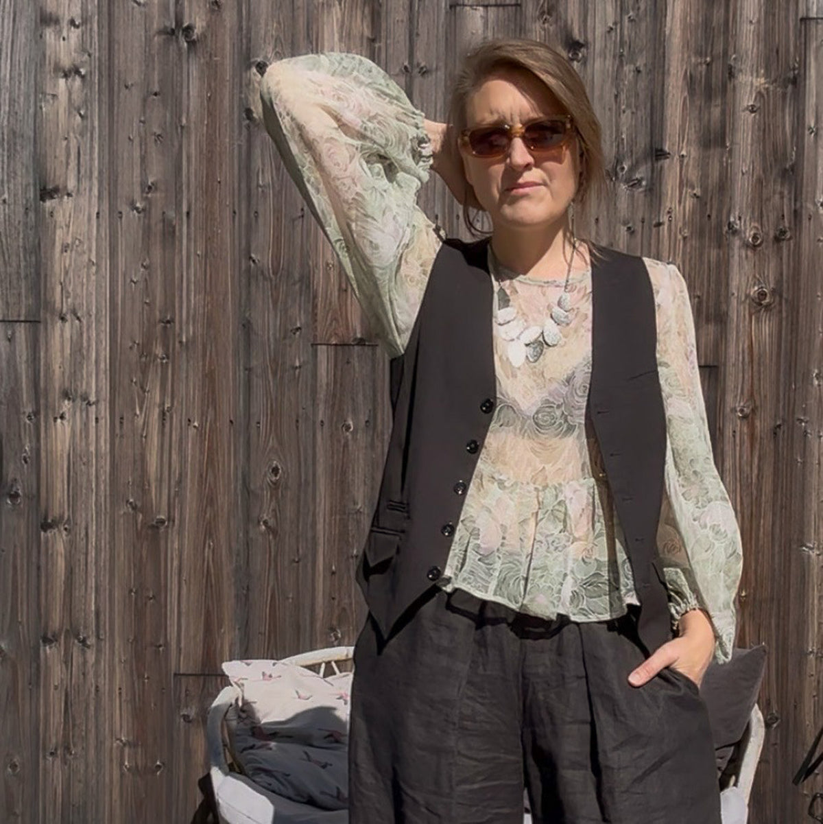 Blouse made from vintage fabric