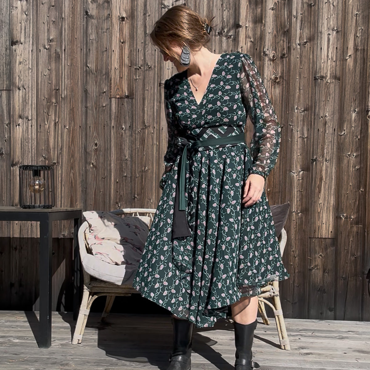 Green wrap dress