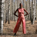 Wrap trousers in vintage fabric