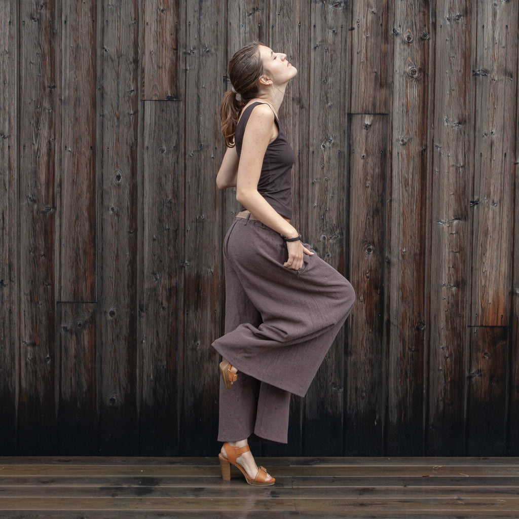 Wide trousers made from stonewashed linen