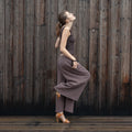 Wide trousers made from stonewashed linen