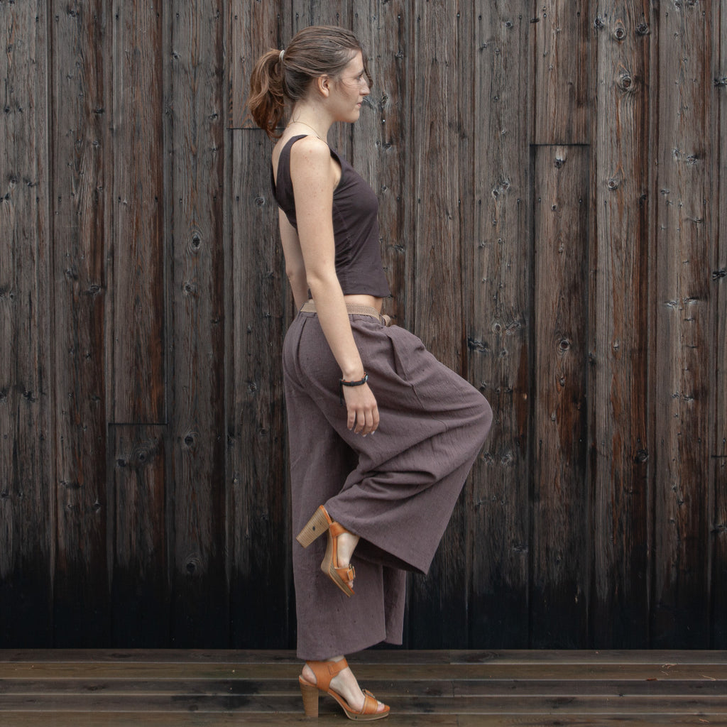 Wide trousers made from stonewashed linen