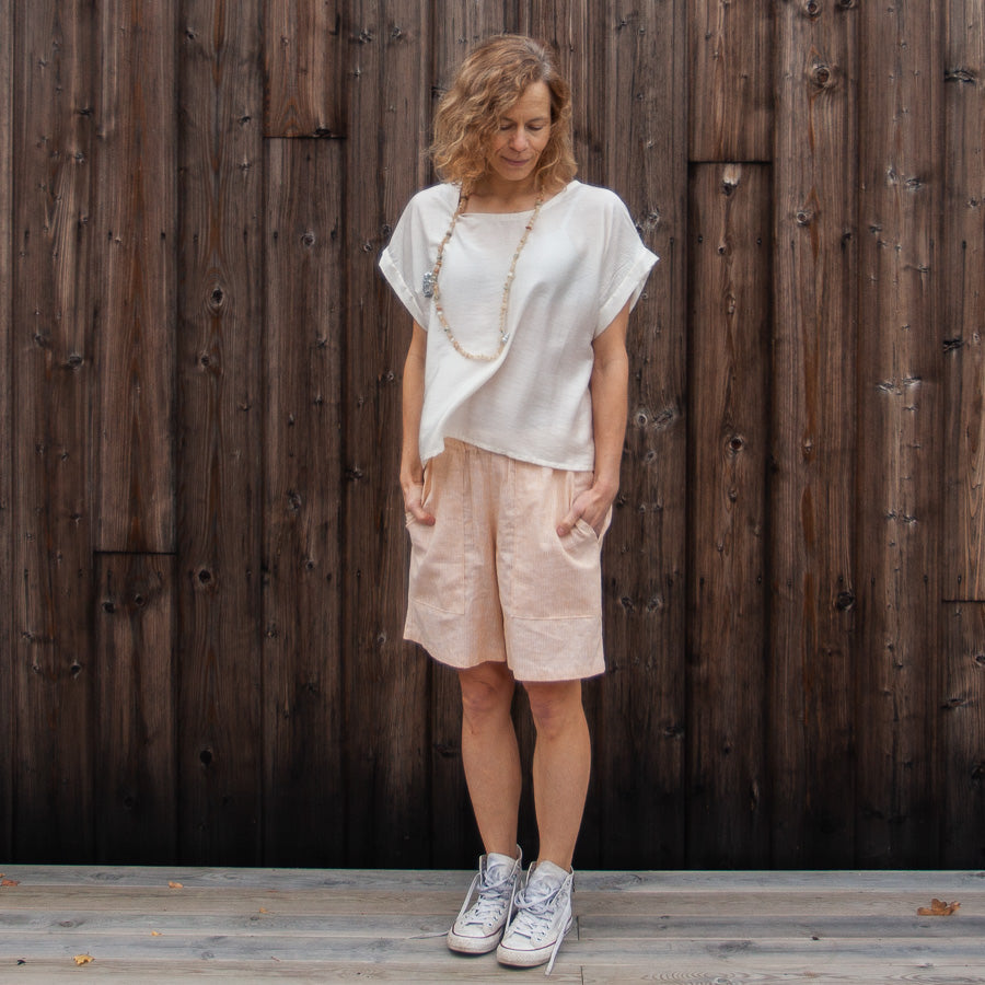 Vit viskos-T-shirt