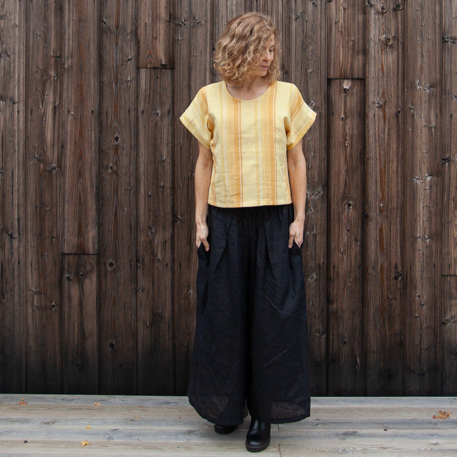 T-shirt oversize en tissu rayé jaune,, S-XL