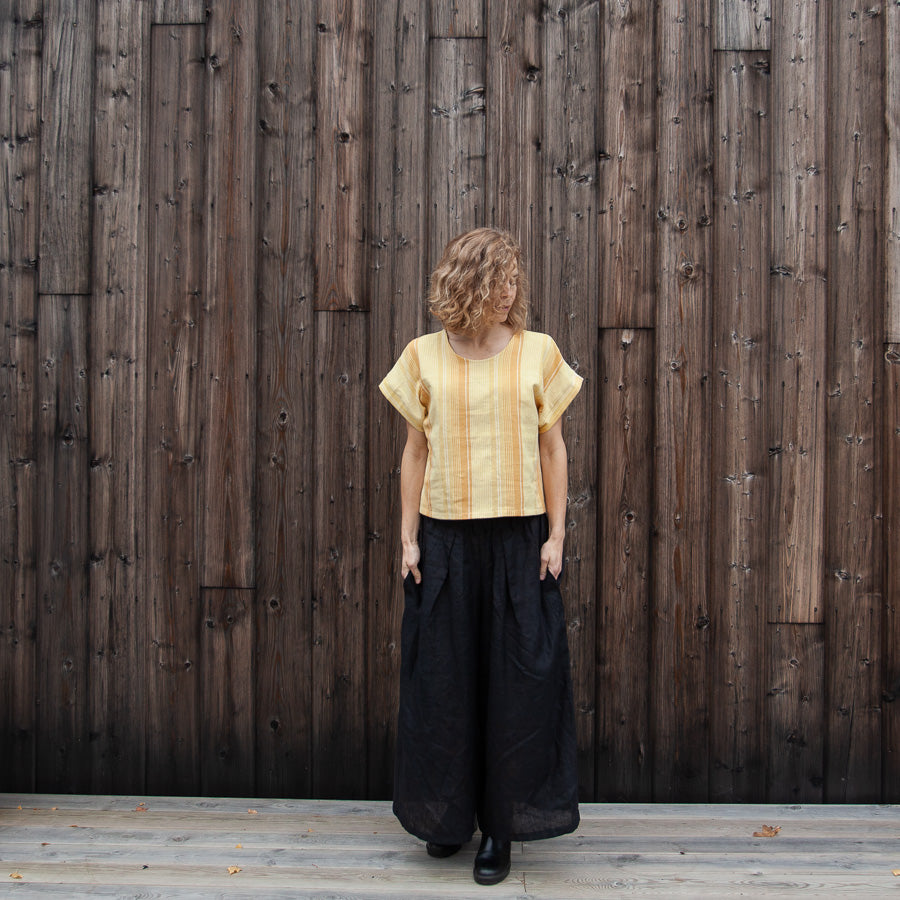 T-shirt oversize en tissu rayé jaune,, S-XL